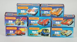 EIGHT MATCHBOX MINT AND BOXED `SUPERFAST` MODELS viz 23f Atlas truck, 29e Tractor shovel, 34e