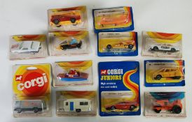 CORGI JUNIORS - CARS, LORRIES AND VANS, in bubble packs - No. s 10 Triumph TR7, 18 Snowmobile, 22