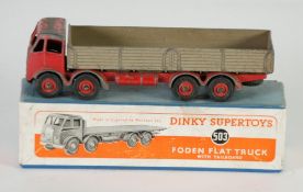 DINKY 503 FODEN 1st TYPE FLAT TRUCK with tailboard (box only) (blue box with white/orange paper
