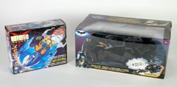 HASBRO `BATMAN BEYOND` 10"" long TRANSPARENT BLUE BATMOBILE (Mint/Box Mint), and MATTEL `DARK