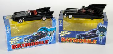 JOHNNY LIGHTNING 1/24 DIECAST KITS, 1950`s AND 1960`s 9"" long BATMOBILES X 2 (Mint/Window Boxes