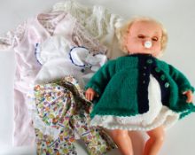 VINTAGE `TINY TEARS`, SOFT PLASTIC GIRL BABY DOLL, with  blond nylon hair, sleeping blue eyes,