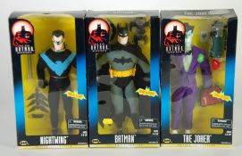 3 x HASBRO `NEW BATMAN ADVENTURES`  MINT AND BOXED 12"" FIGURES, viz Batman, Joker and Nightwing,