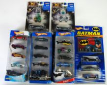 MATTEL `HOTWHEELS` MINT AND BOXED BATMAN FIVE VEHICLE SET, in box under bubble pack, TWO DITTO `The