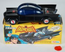 RARE PALITOY BOXED MOULDED PLASTIC `TALKING BATMOBILE`, battery powered (Good,Colour printed box