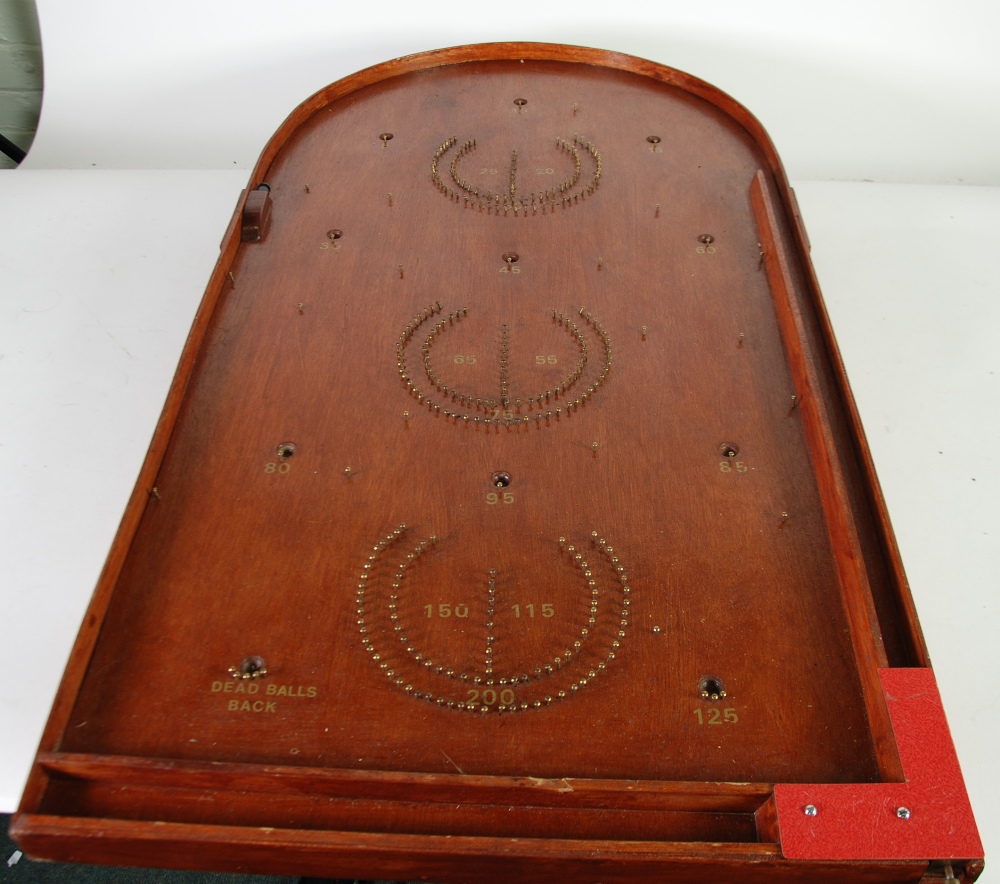 BAGATELLE BOARD with nine ball bearings, 38"" x 20"" (96.6cm x 50.8cm)