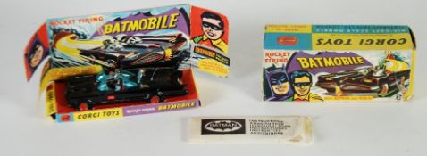 CORGI TOYS ALMOST MINT AND BOXED BATMOBILE Model No. 267, circa 1966 with gloss black body Batman