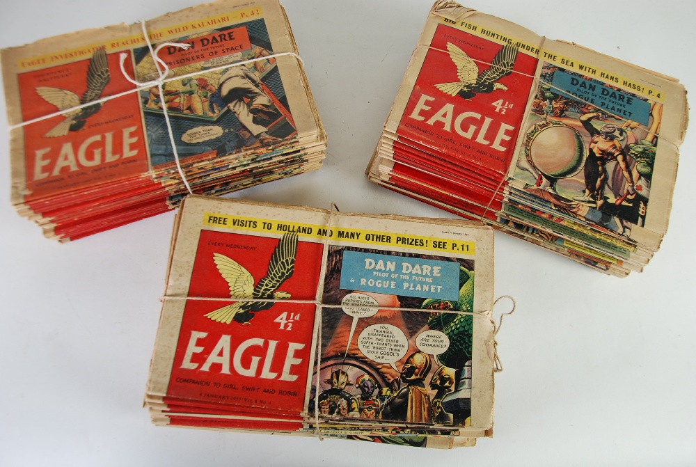EAGLE COMIC VOL 6, 7 AND 2 OF VOL 8. Jan 55 to Oct 57 (41) = 155 copies (Good-yellowed and edged