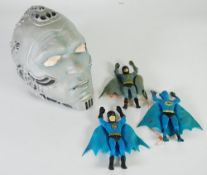 WARNER BROS. CIRCA 1997 MR FREEZE COMPLETE HEAD SHAPED RUBBEROID MASK, with cut out eyes and mouth,
