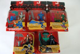 FIVE KENNER `BATMAN AND ROBIN` MINT AND BOXED FIGURES on card under bubble pack viz Bat Girl, Bane