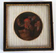 UNATTRIBUTED, AFTER WILLIAM HOGARTH  OIL PAINTING   Snuff takers  circular, mounted 3 1/4"" (8.3cm)