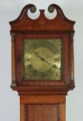 LATE EIGHTEENTH CENTURY OAK AND MAHOGANY CROSSBANDED LONGCASE CLOCK, signed G. Gould, South Molton,