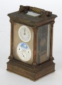 GILT METAL FRENCH CARRIAGE CLOCK, with repeater and patent perpetual calendar and moonphase, circa