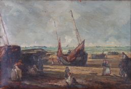 IN THE STYLE OF WALTER F. SCOTT HETHERINGTON (act. 1895-1940)  OIL ON CANVAS  Beach scene with