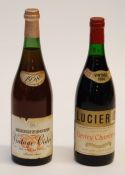 A SINGLE BOTTLE OF 1964 GEVREY CHAMBERTEN RED WINE, also a BOTTLE OF 1958 MERRYDOWN VINTAGE CIDER (