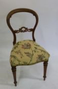 SET OF THREE VICTORIAN CARVED WALNUTWOOD BALLOON BACK SINGLE DINING CHAIRS, typical form with