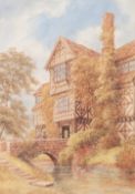 ALBERT DUNNINGTON WATERCOLOUR DRAWING `Moreton Old Hall, Near Congleton, Cheshire`, 1926 Signed and