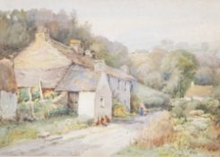 WALTER EASTWOOD (b.1867) WATERCOLOUR  `Old Cottage, Newquay, Cardigan` signed lower left, inscribed