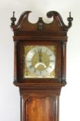 EIGHTEENTH CENTURY OAK LONGCASE CLOCK, signed Coats, Wigan, the 12 1/4"" brass dial with scroll and