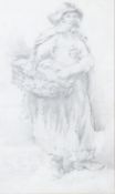 ATTRIBUTED TO GEORGE MORLAND (1763-1804)  PENCIL DRAWING  Flower seller unsigned  11 1/2"" x 7"" (