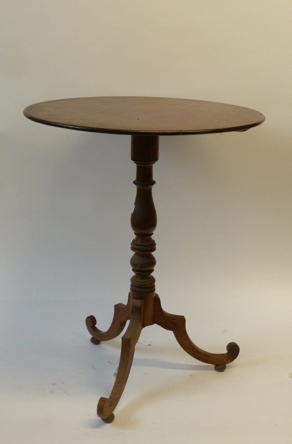 NINETEENTH CENTURY MAHOGANY TRIPOD OCCASIONAL TABLE, the circular top above a turned column raised