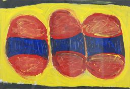 UNATTRIBUTED, STYLE OF TERRY FROST (Twentieth century) WATERCOLOUR  Abstract, three oval shaped