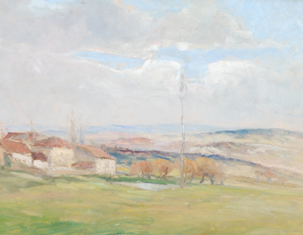 POSSIBLY BRITISH SCHOOL (circa 1900) OIL PAINTING ON BOARD  A Plein-air study of a continental