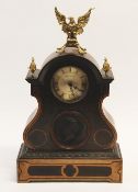 EARLY TWENTIETH CENTURY CONTINENTAL WALNUTWOOD AND BLEACHED WALNUT MANTEL CLOCK CASE, of waisted
