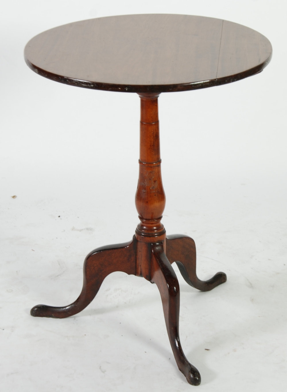 GEORGE III MAHOGANY SNAP TOP OCCASIONAL TABLE,the circular top above a slender turned column raised
