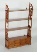 MODERN GEORGE STYLE FOR TIER WALL SHELVES, with pierced side supports and four short drawer to the