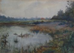 A.M. EYSKENS (late nineteenth/twentieth century) WATERCOLOUR DRAWING Landscape with pond Signed and