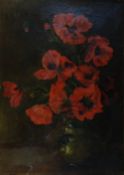 JEANIE LAWSON (Exh. 1901) OIL PAINTING ON CANVAS LAID DOWN Poppies in a vase signed lower left 31