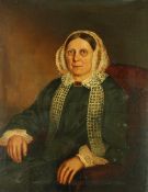 BRITISH SCHOOL (19th CENTURY) OIL PAINTING ON CANVAS Portrait of a bespectacled lady seated half-