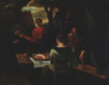 AFTER VAN STEIN (Nineteenth Century)  OIL PAINTING ON PANEL  Figures around a table  Unsigned  15""