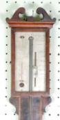 LATE EIGHTEENTH/EARLY NINETEENTH CENTURY MAHOGANY AND LINE INLAID STICK BAROMETER, signed B.