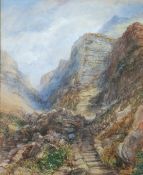 HENRY HARRIS LINES R.B.S.A. (1801-1889) WATERCOLOUR A Mountainous pass signed and dated 1851 lower