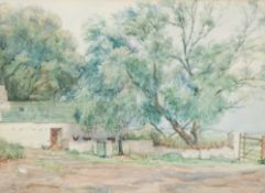 STANLEY MACE FOSTER (1884 - ?) WATERCOLOUR DRAWING   Farmyard signed  10"" x 14 1/2"" (25.4cm x 36.