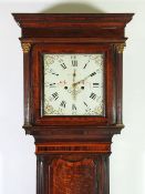 LATE EIGHTEENTH CENTURY OAK AND MAHOGANY CROSSBANDED LONGCASE CLOCK, signed *** Long, Dundee, the