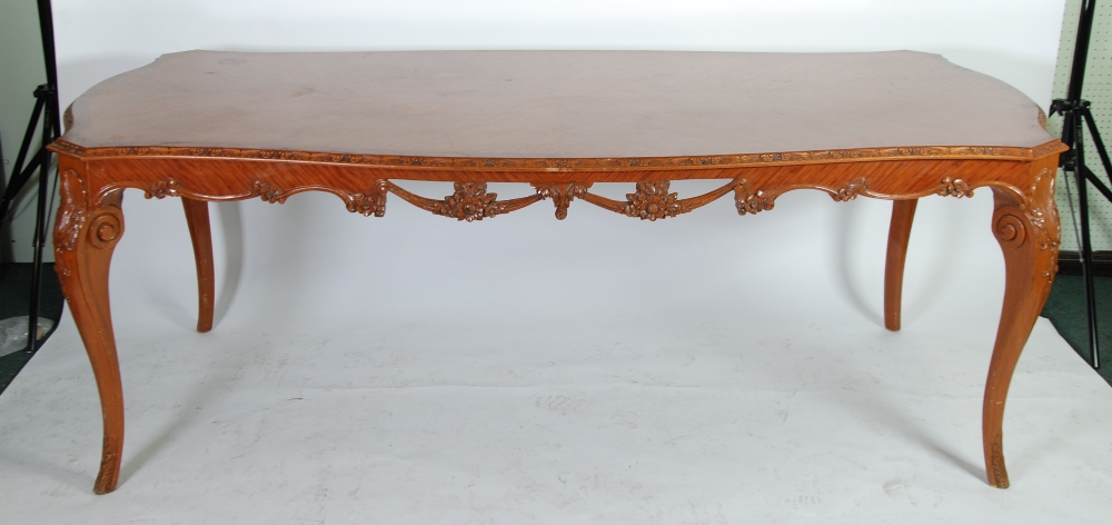 GOOD QUALITY TEN PIECE EPSTEIN CARVED MAHOGANY DINING ROOM SUITE, comprising; DINING TABLE with