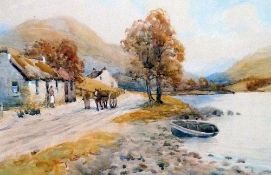 H. BRANDON DAVIS (twentieth century) WATER COLOUR DRAWING ""Loch Earn Side"" Signed. Titled verso 9