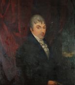 UNATTRIBUTED (NINETEENTH CENTURY BRITISH SCHOOL)  OIL PAINTING  Half length portrait of Mr Thomas