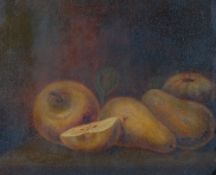 UNATTRIBUTED (Nineteenth Century)  OIL ON CANVAS  Still life - apples and pears 8 1/2"" x 10 1/