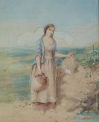 WILLIAM CRUIKSHANK (fl. 1866-79) WATERCOLOUR A lady at a spring collecting water from a jug signed