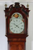 *A GOOD GEORGE III LANCASHIRE MAHOGANY LONGCASE CLOCK, the eight day movement striking on a bell
