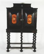 *18th CENTURY AND LATER, NORTH EUROPEAN EBONISED AND SPECIMEN MARQUETRY COLLECTORS CABINET ON