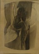 JOHN LYONS (Twentieth century) INDIAN INK, GRAPHITE AND CRAYON ON PAPER ""The Couple"" Signed, (19)