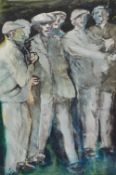 ?JOHN THOMPSON (1924-2011) WATERCOLOUR DRAWING Group of six men Signed and monogrammed 21½"" x