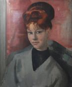 HARRY RUTHERFORD (1903 - 1985) OIL PAINTING ON CANVAS Bust portrait of a woman with a beehive hair