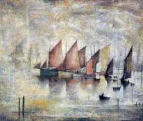 ?L.S. LOWRY (1887-1976) ARTIST SIGNED LIMITED EDITION COLOUR PRINT ""Sailing Boats"" Signed  11 ½""