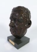 SAM TONKISS (1909 - 1992) SCULPTURED BRONZE Bust portrait of L. S. Lowry 11"" high, signed and